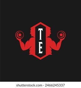 TE initials fitness sport gym logo design vector