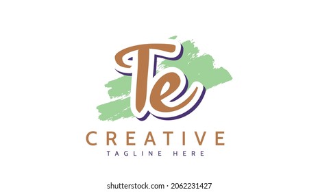 Te Initials, handwriting logo vector