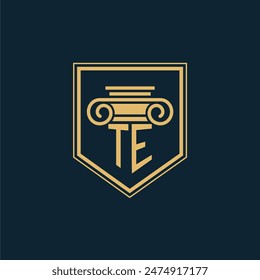 TE Initials Law Firm Logo Lawyer logo with creative law element