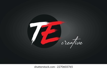 TE Letters Brush Paint Logo icon, Elegant Vector Design