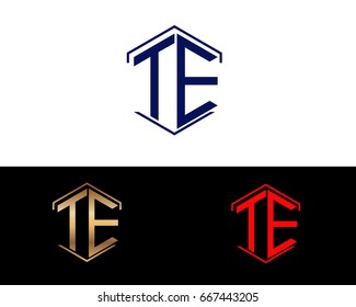 TE letters linked with hexagon shape logo
