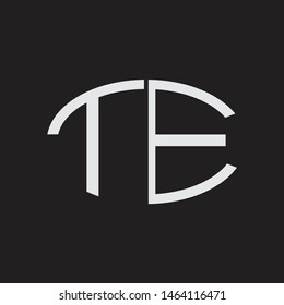 TE Logo letter oval monogram design template with black and white colors