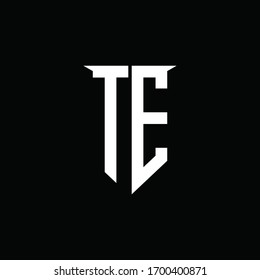 TE logo monogram with emblem shield style design template