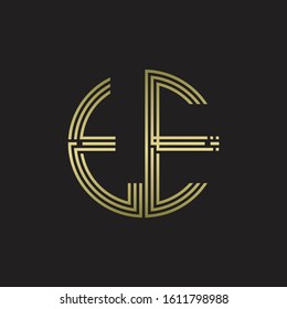 TE Logo monogram triple ribbon style line design template isolated with gold color