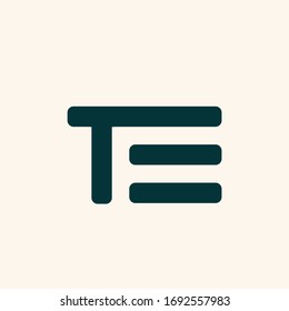 TE monogram logo.Typographic icon with geometric letter t and letter e. Lettering icon. Alphabet initials isolated on light fund.