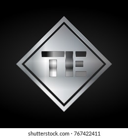 TE Monogram, Silver Logo, Metal Logo, Luxury, Elegant, Abstract, square