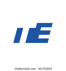 TE negative space letter logo blue