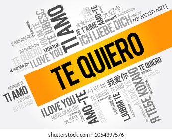 Te quiero (I Love You in Spanish) in different languages of the world, word cloud background