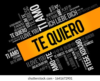 Te quiero (I Love You in Spanish) in different languages of the world, word cloud background