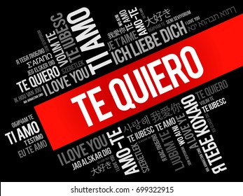 Te quiero (I Love You in Spanish) in different languages of the world, word cloud background