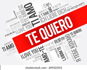 Te quiero (I Love You in Spanish) in different languages of the world, word cloud background