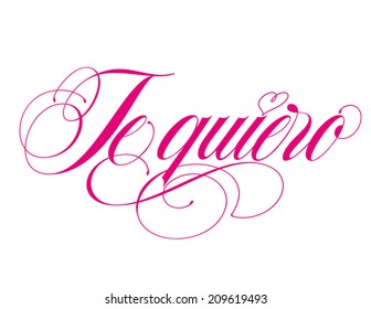 Te quiero I love you in Spanish hand lettering vector