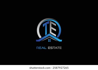 TE real estate letters logo design for construction or house. TE real estate letters logo Vector design