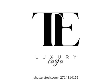 Logotipo de tipografia de monograma de letra serifa TE para identidade de marca premium elegante