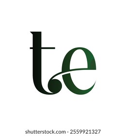 te Simple alphabet modern minimalist negative space font vector business logo design