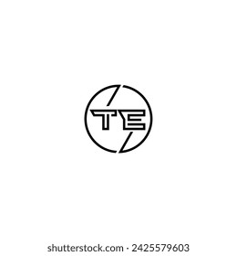 TE simple outline concept logo and circle of initial design black and white background