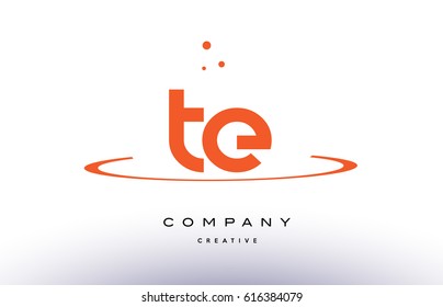 TE T E creative orange swoosh dots alphabet company letter logo design vector icon template