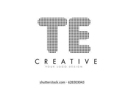 TE T E Letter Logo Design With Black Dots And Bubble Trails.