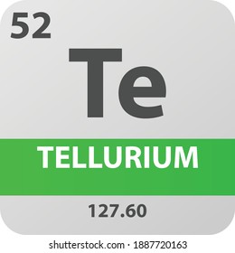 Te Tellurium Metalloid Chemical Element Periodic Table. Single vector illustration, colorful clean style Icon with molar mass and atomic number for Lab, science or chemistry education.