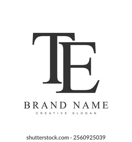 TE trendy logotype template. Initial letter t and e classic font style. Creative logo for company name or identity. Vector illustration.