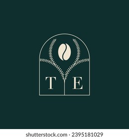 TE Unique and simple logo design combination of letters and coffee bean