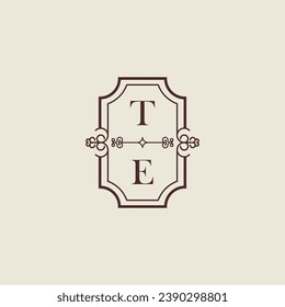 TE vintage wedding initial logo in high quality professional design that will print well across any print media