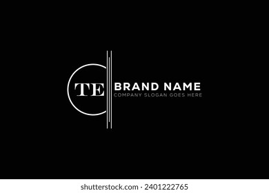 TE White Letter monogram Logo Design with Black Background. T E