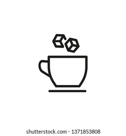 Tea with added sugar line icon. Drinking, warm, delicious. Tea concept. Vector illustration can be used for topics like breakfast, drinks, cafe