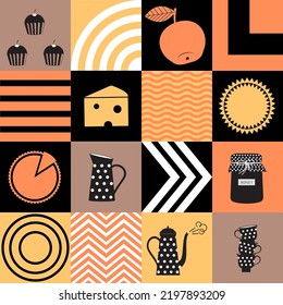 Tea attributes seamless pattern. Tea party theme. Vector design elements.