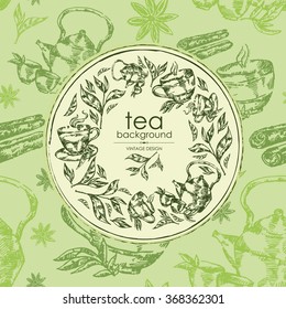 Tea background . hand drawn