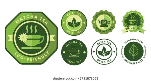 ícone de emblema de chá vetor para rótulo, selo e adesivo