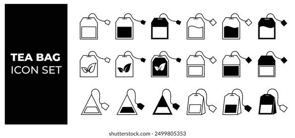 Bolsa de té negro icono conjunto