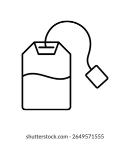 Tea bag black vector line icon design with editable stroke