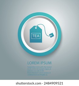Tea bag blue icon flat vector illustration