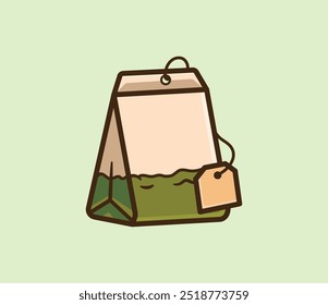 Tea bag Cartoon style vector illustration isolated