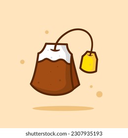 Tea Bag Cartoon Vector Illustration. Flat Cartoon Style. Logo Icon Vector - EPS 10 Vector
