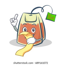 tea bag character cartoon vector art with menu
