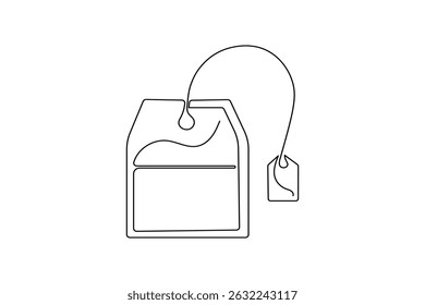 Tea bag continuous one line drawing and minimalist style isolate outline vector icon