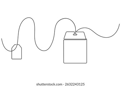 Tea bag continuous one line drawing and minimalist style isolate outline vector icon