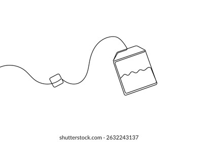 Tea bag continuous one line drawing and minimalist style isolate outline vector icon