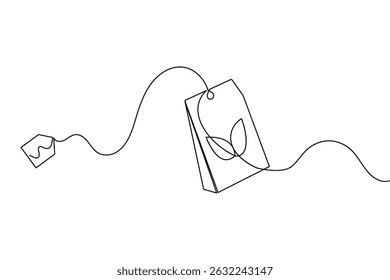 Tea bag continuous one line drawing and minimalist style isolate outline vector icon