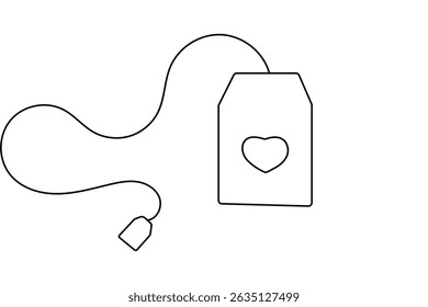 Tea bag continuous one line drawing minimalist outline vector illustration