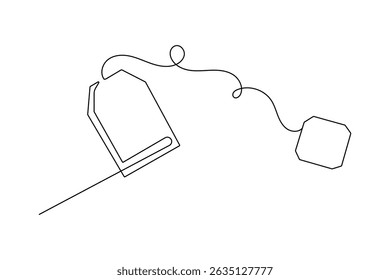 Saco de chá contínuo desenho de uma linha ilustração vetor contorno minimalista
