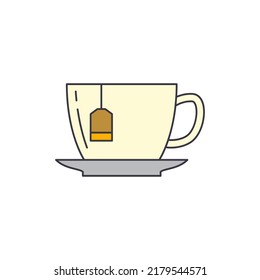 Tea Bag and cup color, isolated on white background 