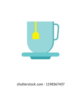 Tea bag cup flat icon, vector sign, colorful pictogram isolated on white. Green tea mug symbol, logo illustration. Flat style design