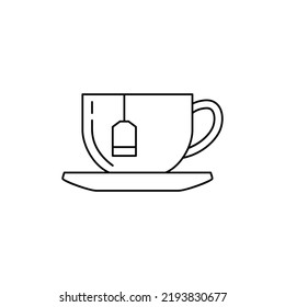 Tea Bag and cup line style icon, isolated on white background