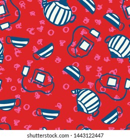 tea bag and tea cup seamless repeat pattern design. Perfect for homeware, textile and kitchenware