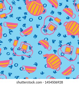 tea bag and tea cup seamless repeat pattern design. Perfect for homeware, textile and kitchenware