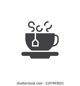 Tea bag cup vector icon. filled flat sign for mobile concept and web design. Hot drink simple solid icon. Symbol, logo illustration. Pixel perfect vector graphics