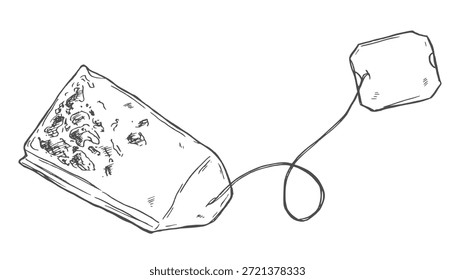 Bolsa de té doodle dibujado a mano icono. Clipart de línea de bolsita de té de dibujo de contorno. Ilustración vectorial